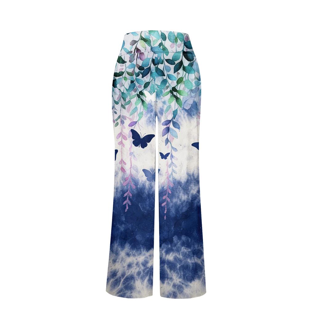 Dames Mode Losse Pasvorm Trekkoord Elastische Taille Casual Geprinte Broek