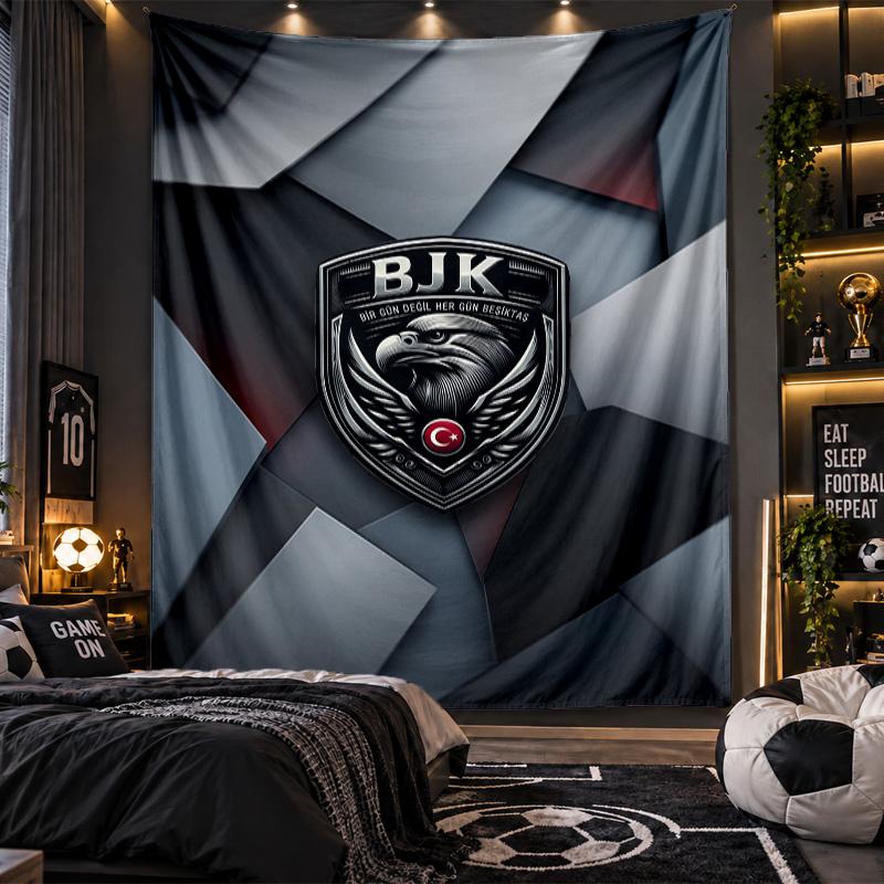 Duvara Asılan Goblen Beşiktaş FK Baskılı Kumaş Salon Yatak Odası Ev Dekorasyonu İçin