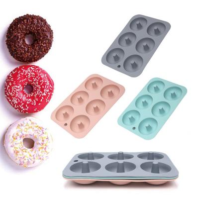 Silicone Donut Mold for 6 Doughnuts Non-stick Bagels Baking Pan Heat Resistant 6 Cavity Doughnut Trays for Cake Biscuit Bagels Muffins