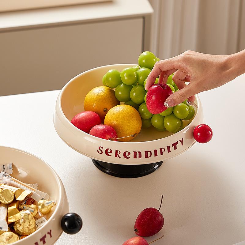 Dopamine Cream Fruit Plate: Stylish Home Coffee Table Display for Snacks and Candy.
