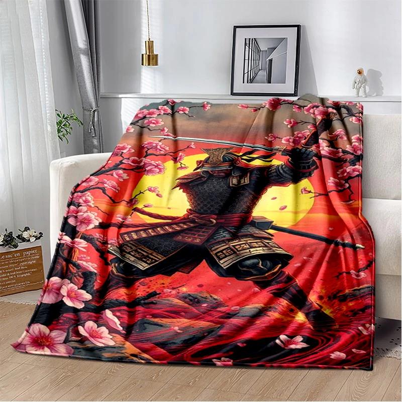 3D Japanischer Samurai Bushido Katana Cartoon Spiel Decke, Weiche Kuscheldecke für Zuhause Schlafzimmer Bett Sofa Reise Picknick Abdeckung Kinder