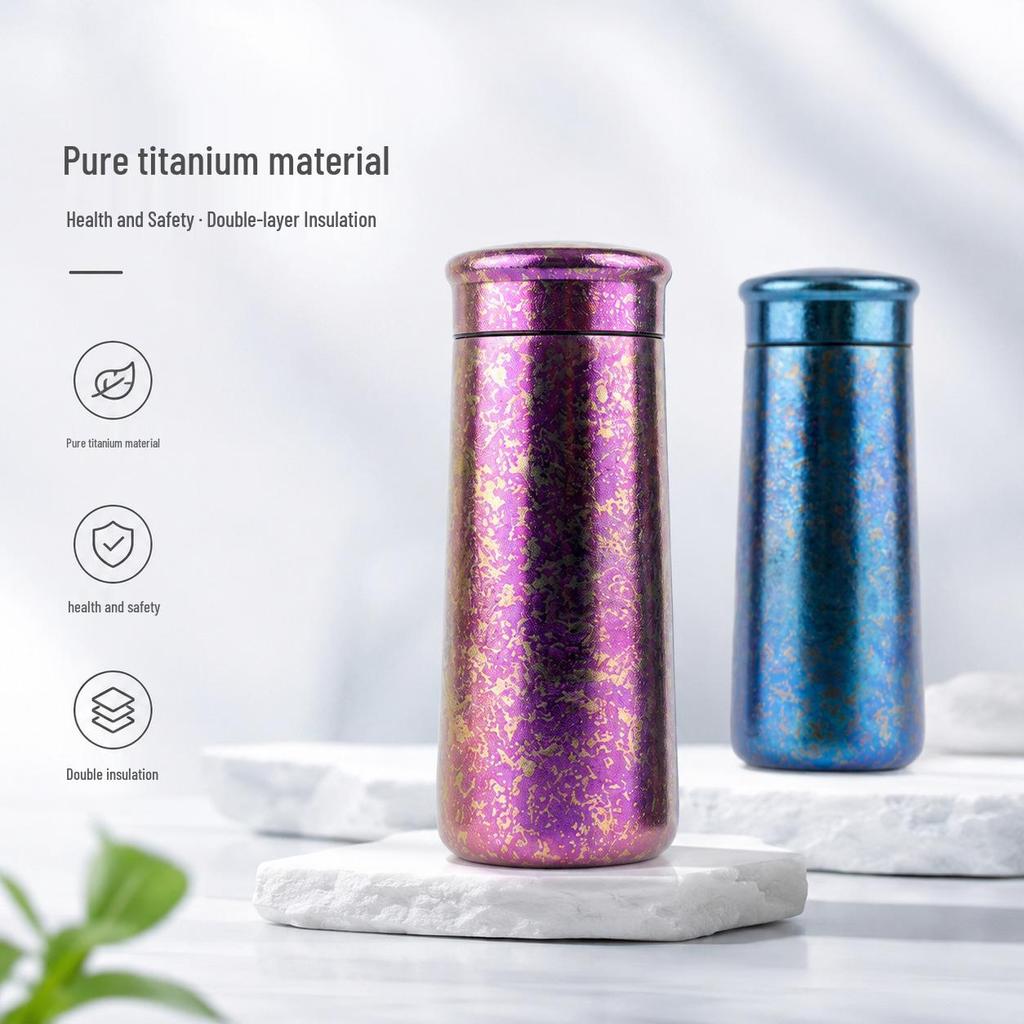 Pure Titanium Three-Layer Mushroom Thermos Cup - Tea & Water Separation Gift