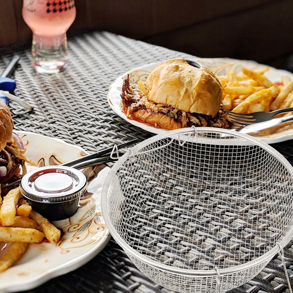 1Pcs Stainless Steel Food Fried Basket Frying Tool Kitchen Fry Basket Deep Fryer Strainer French Fries Kitchen Strainer