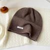 Solid color wool knitted stacking hat women's autumn and winter 0% all-wool knitted hat fashionable versatile cold hat ear protection hat
