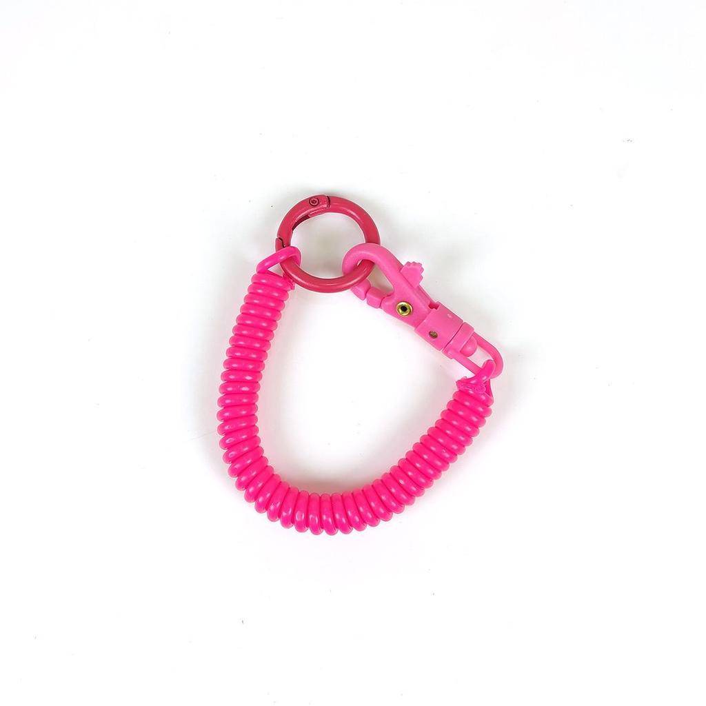 Colorful Retractable Plastic Spring Rope Keychain - Portable Anti-Lost Keyring