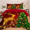 3PC Cartoon Christmas Duvet Cover Kawaii Elk Interesting Old Man Bedding Set (1Duvet Cover &2Pillowcases) No Filler/core