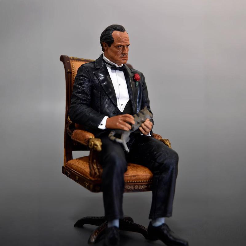 16cm The Godfather Michael Corleone Handsome Doll Hand-Made Model Sitting Posture Gesture Exchangeable Ornaments Toy Gift