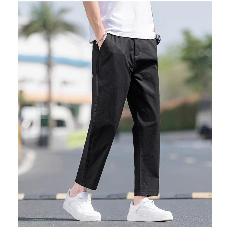 

Тонкие и стильные повседневные брюки для лета для мужчин, прохладные и универсальные прямые брюки длиной девять точек 6XL