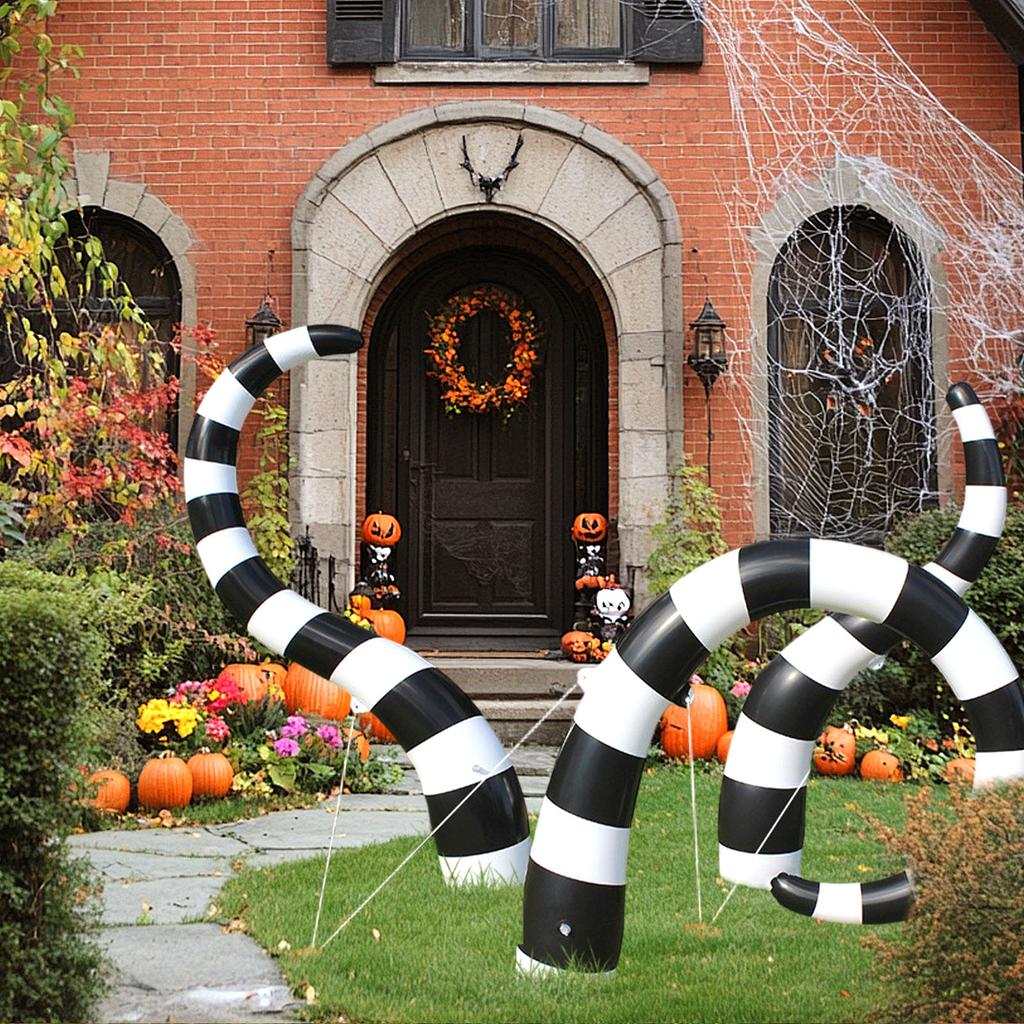 3 Pcs Halloween Sandworm Inflatable Decorations 6ft Glowing Giant Snake Patio Decoration With Built-in LED Sandworm Decoration For Halloween Outdoor
