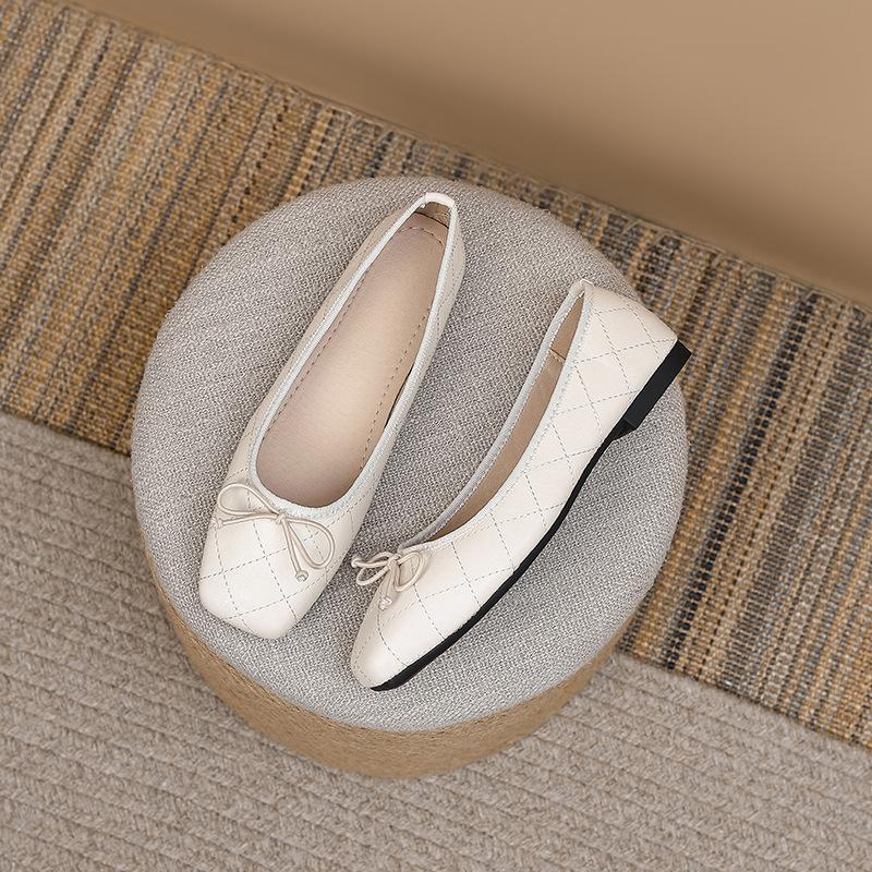 Women's Square Toe Single Shoes Elegant Luxury Bow Knot Casual Flats Lightweight Comfortable Soft Sole Mary Jane Shoes