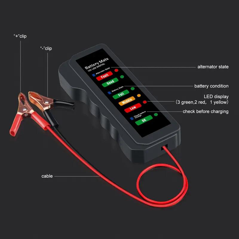 Tester Akumulatora Samochodowego BM310 12V Samochodowy Cyfrowy Tester z 6-diodowym Wyświetlaczem Świetlnym Analizator Samochodowy Diagnostyczny Skaner Alternatora