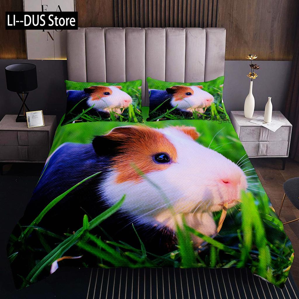 Süßes Hamster Bettwäsche Set Full Size 3 Teile Bettbezug für Kinder Mädchen Bettbezug Cartoon Bettdeckenbezug mit 2 Kissenbezügen