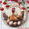 1PC 2D Graphic Country Style Welcome Sign Rooster and Egg Pattern Home Porch Indoor Display Decor