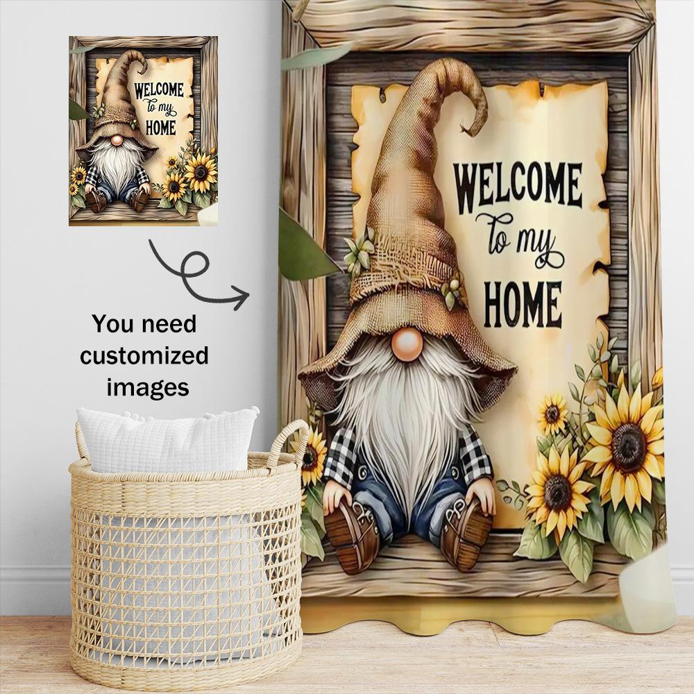 Retro Little Dwarf Sunflower Shower Curtain Washable Dirt-Resistant Shower Head Waterproof Polyester Bath Curtain For Home Decor