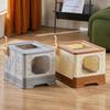 Lettiera per Gatti con Paletta e Vaschetta Setacciante Chiusa Pieghevole Toilette per Gattini Staccabile Ingresso Superiore Frontale Prodotti per Animali Domestici