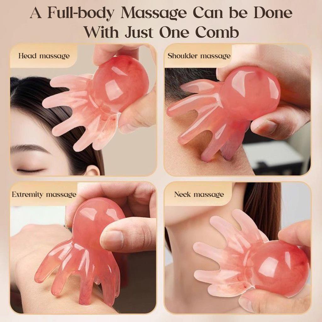 Octopus Head Massager Comb Head Meridian Manual Acupressure Tool Portable SPA Gua Sha Massage Comb