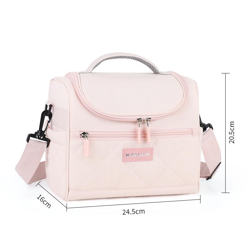 Colorblock Large Capacity Insulated Crossbody Lunch Bag with Thick Aluminum Foil
