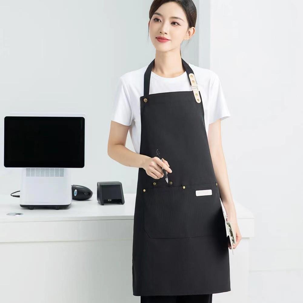 2024 Waterproof Canvas Apron with Custom Logo for Kitchen & Dining 65*75 Waterproof Canvas with Neck Strap чёрный