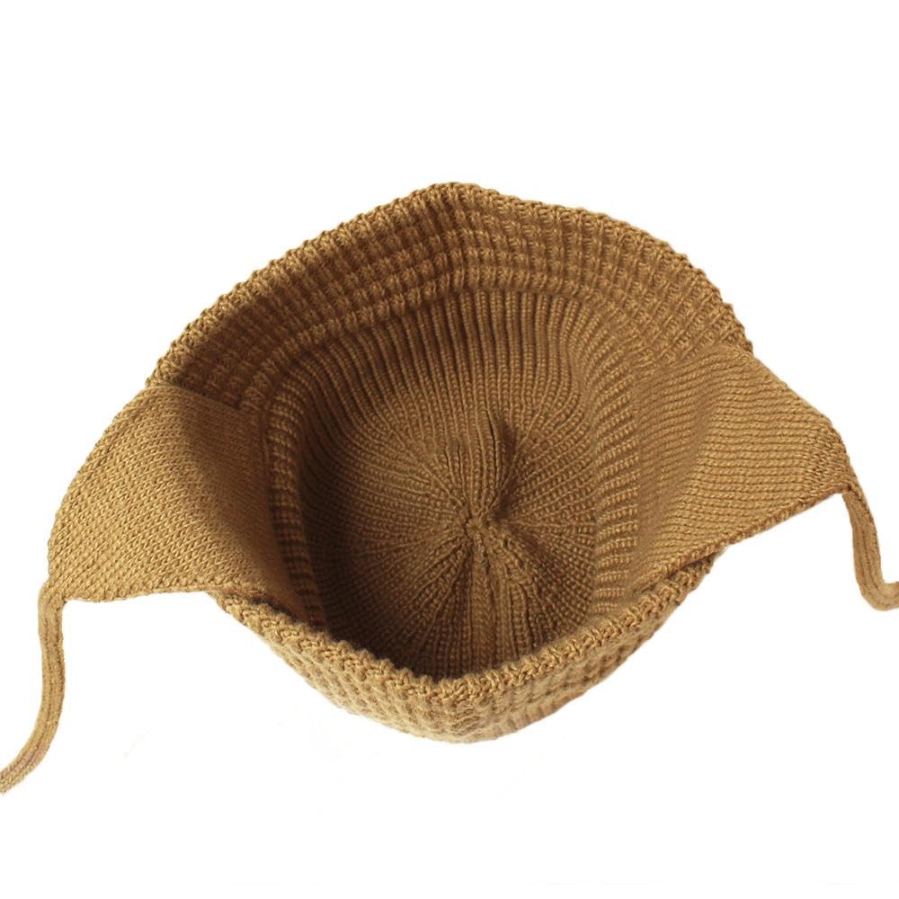 ICHIYON Gestrickte Glockenhut mit dünnem Strick Einfarbiger Naturstrickhut mit Ohren [14+ PLUS] Ohren, Damen, Hut, Schlicht, Farbe, / 103363-131-103-1129