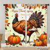 Piece Set High Definition Digital Printed Curtainsthanksgiving Style Pheasant Orange Pumpkins Autumn Leaveshome Decoration Curtain Polyester
