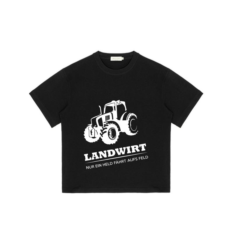 Men's Black T-Shirt with Tractor Graphic and Landwirt Text for Farming and Outdoor Activities