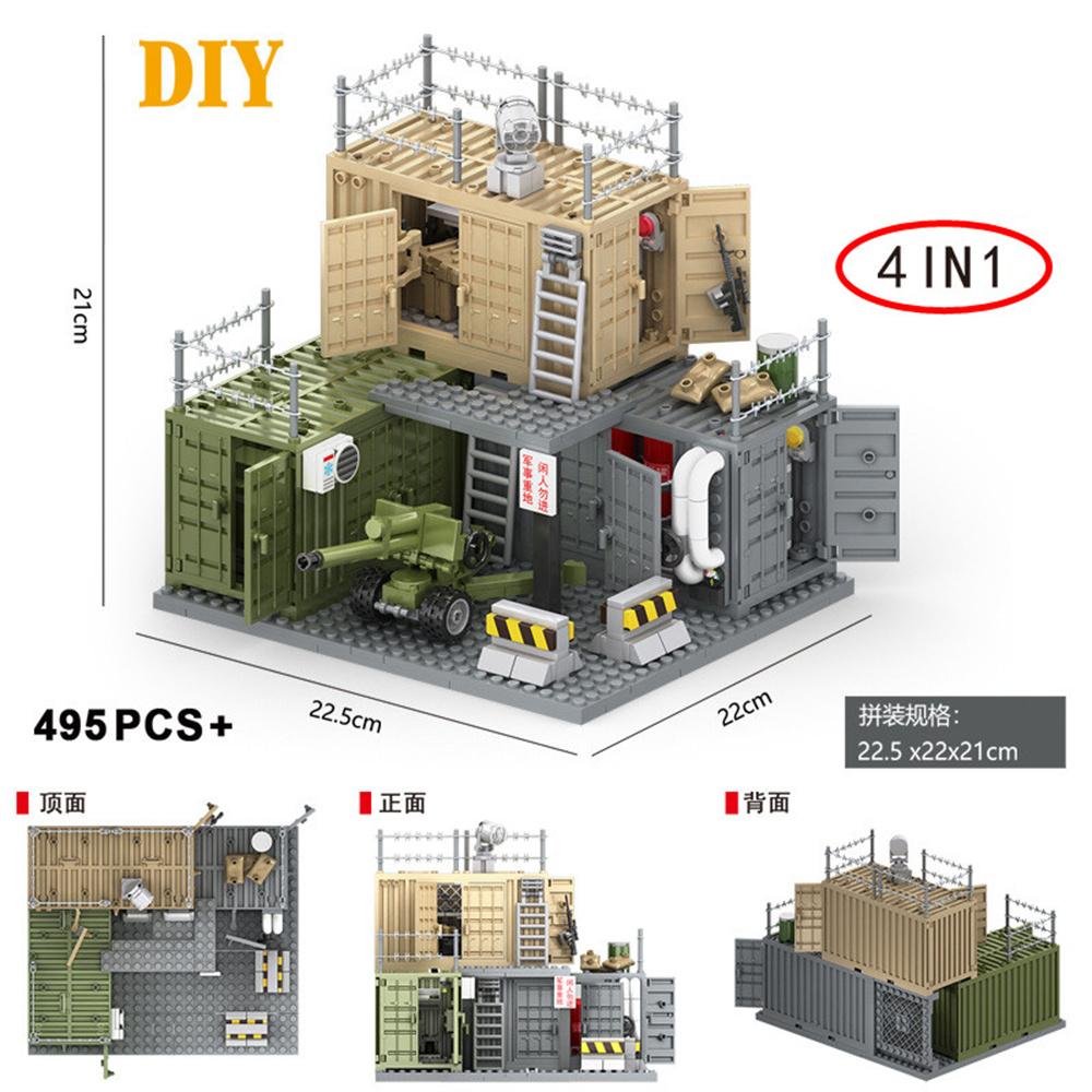 MOC 2. světové války vojenské kontejnerové krabice na zbraně Stavebnice Figurka armádního vojáka Příslušenství DIY Vojenský transportní kufr Brick Kid Toy