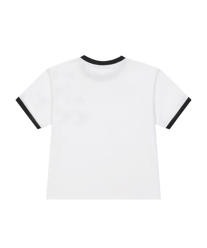 Lujeoseukeulleob Star Applique Crop Ringer T-Shirt White