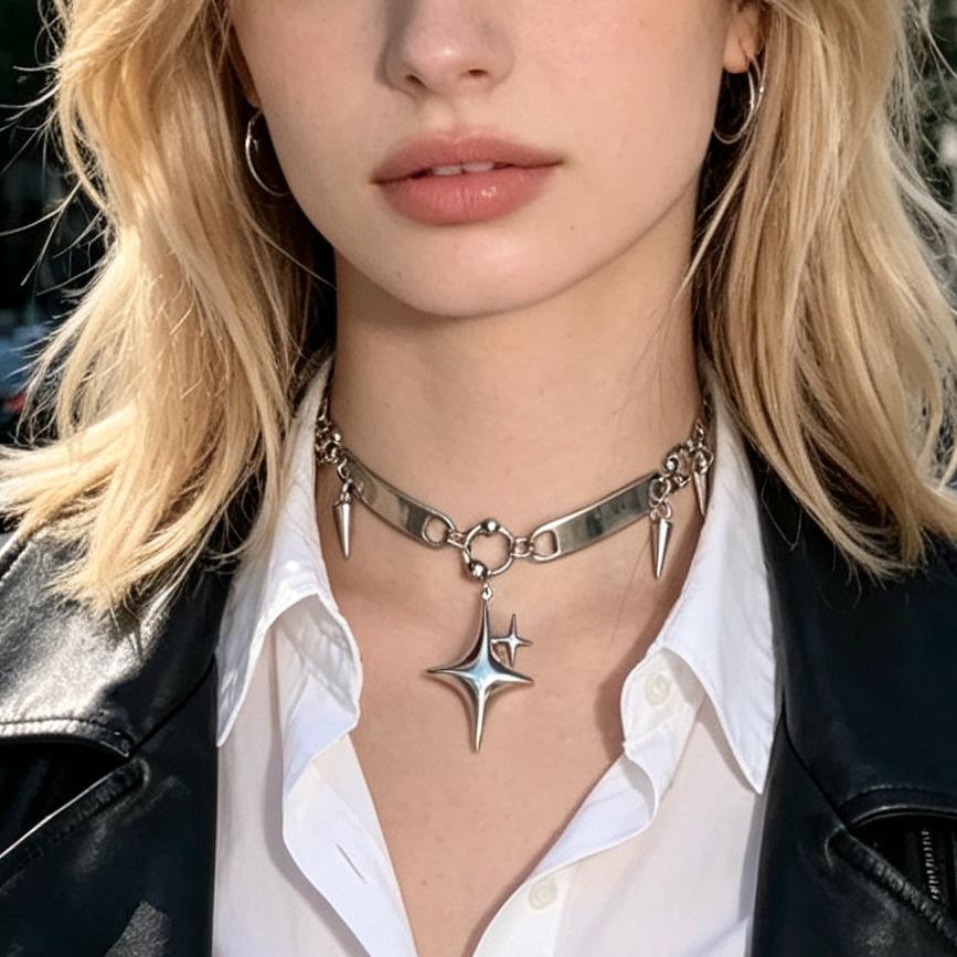 Gothic Punk Y2K Metal Love Starlight Necklace