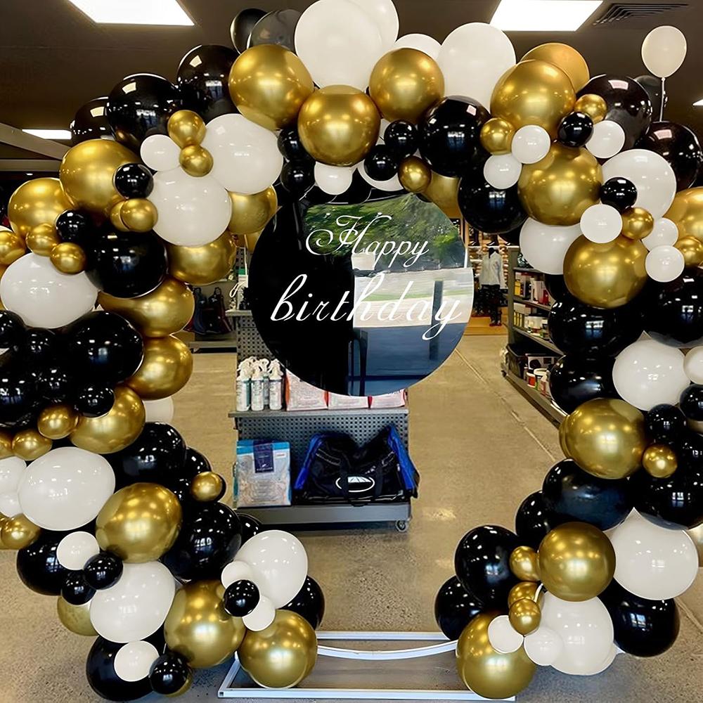 Sand White Balloons Garland Black Gold Balloon Arch Kit New Year 2026 Graduation Birthday Party Wedding Anniversary Decoration