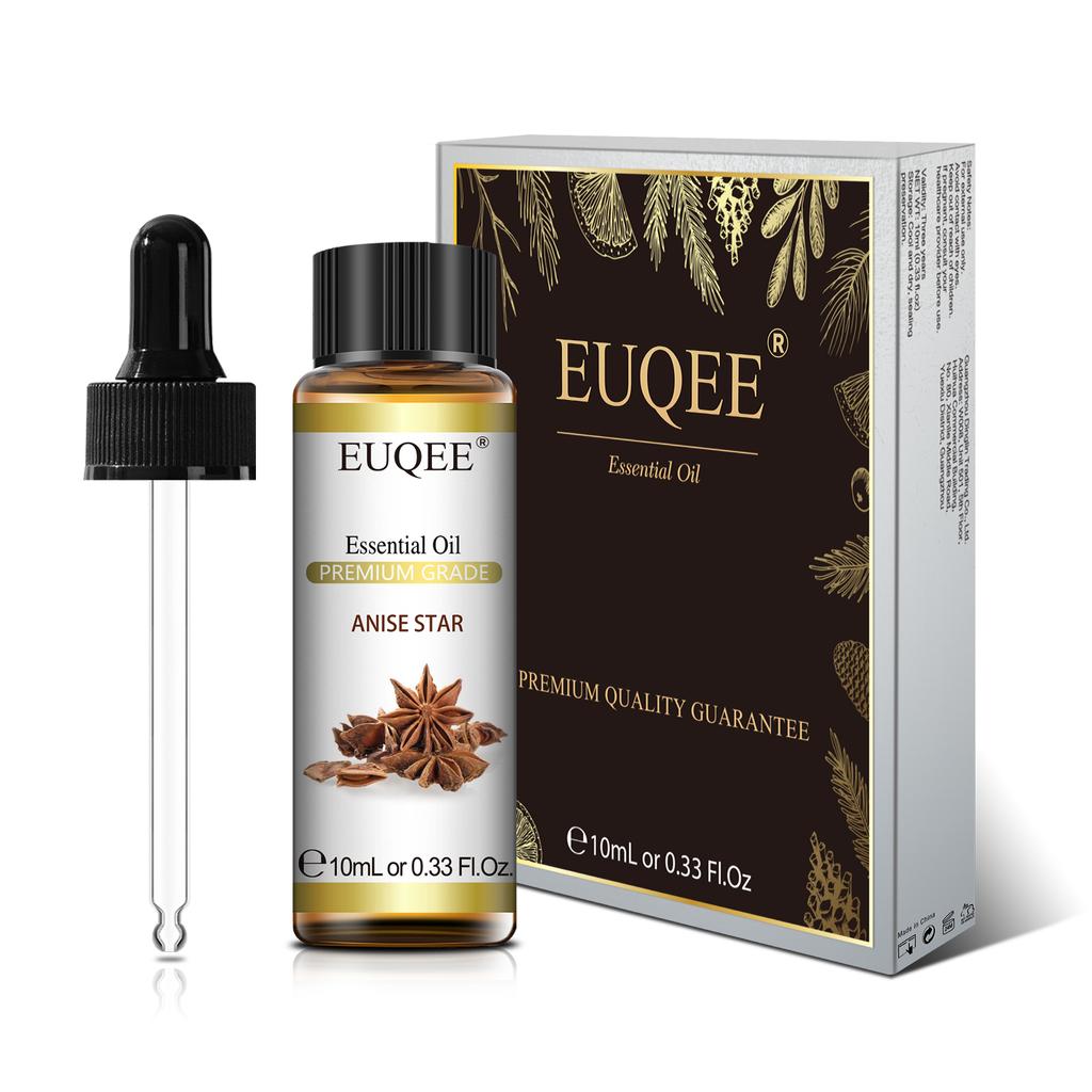 EUQEE 10ml Pure Natural Essential Oil Lavender Jasmine Eucalyptus Vanilla Sandalwood Sweet Orange Lemon Oregano Rose Fragrance