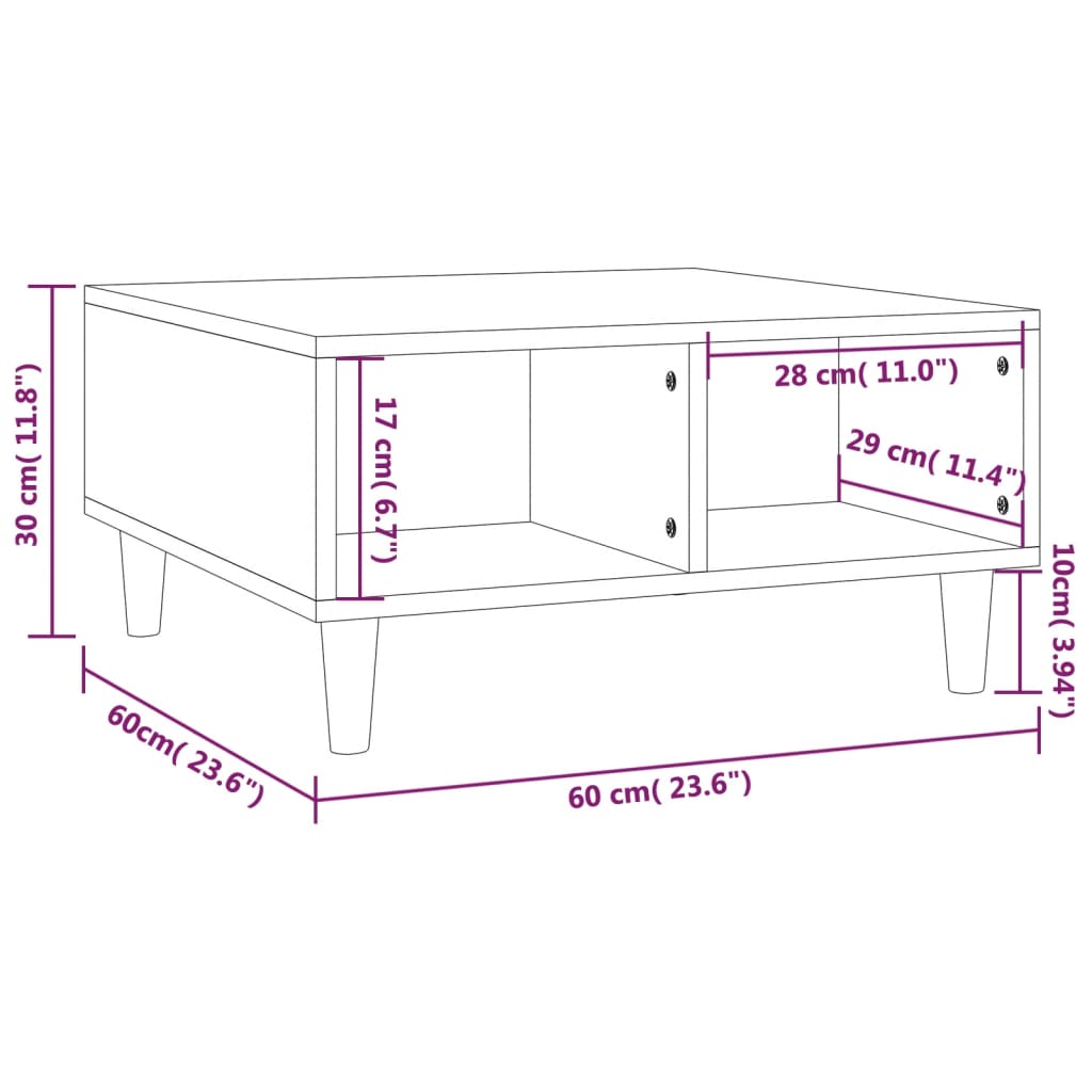  Coffee Table, Brown Oak, 60x60x30 Cm