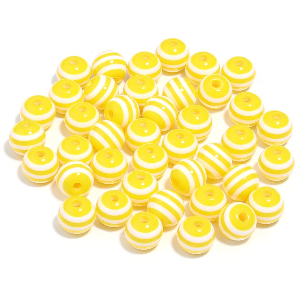 50-100pcs/lot 6 8 10 12mm Resin Round Beads Colored Stripes Spaced Beads For DIY Craft Bracelet Phone Chains Making Accessories