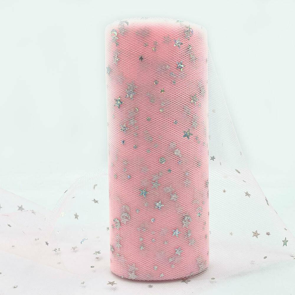 15cm x 10 Yards/Roll Star Moon Tulle Roll Fabric Spool Tutu Wedding Decoration Baby Shower Organza DIY Birthday Party Material