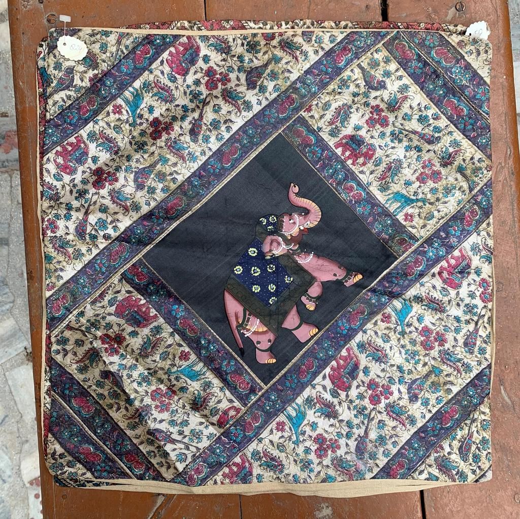 Old Stock Vintage Indian Animal Print Cushion Cover | Handmade Ethnic Textile