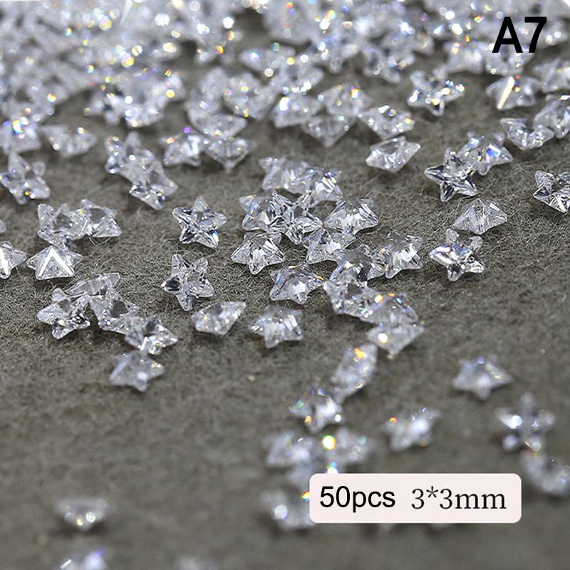 50Pcs Mini Nail  Transparent Zircon Flash Nail Art  Gems Dazzling Manicure Tip 3D Nail Art Decoration