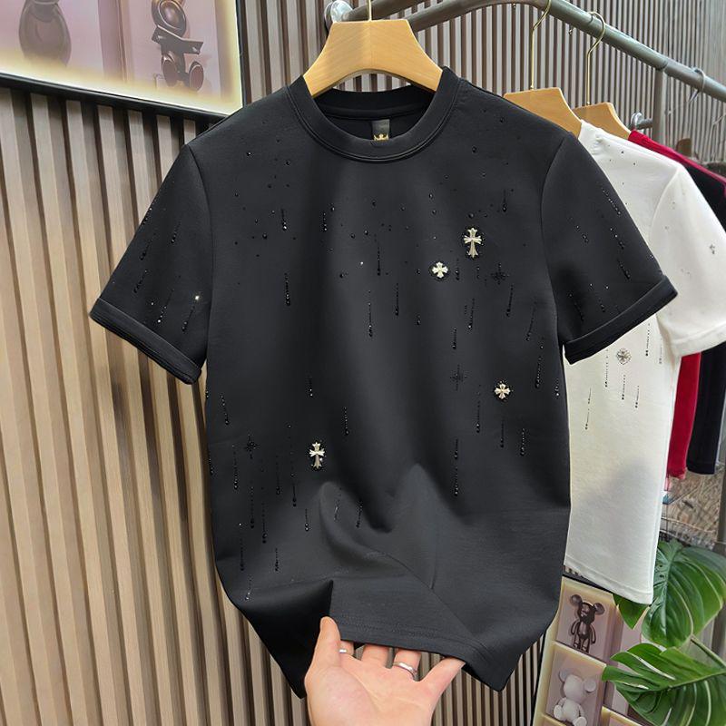 Men's Trendy Cotton Steel Letter Print T-Shirt - Summer Loose Fit, Round Neck