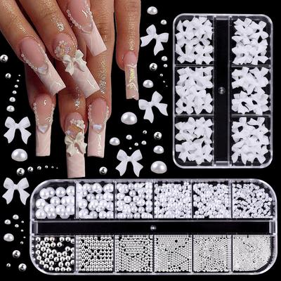 Nail Art Mini Small Steel Ball Small Pearl Non-Peeling Resin Bow Mixed Diy Accessories Set