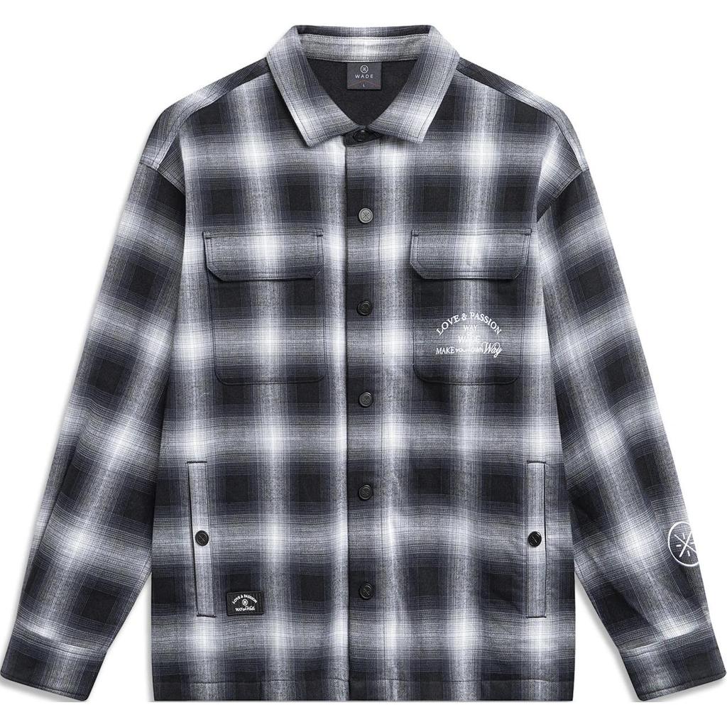 Li-Ning Wade Series Button-Down Loose Fit Long Sleeve Shirt Men Shirts Black AFDU009-1