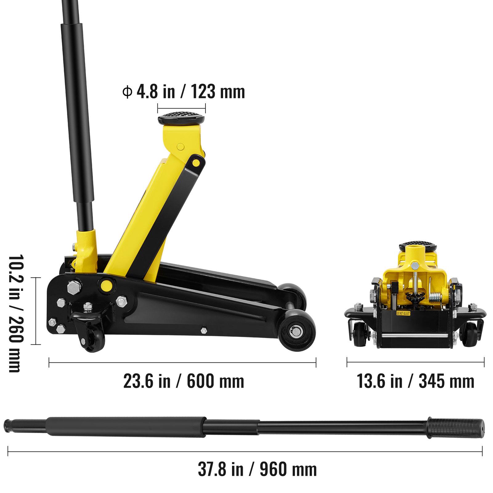 SucceBuy Floor Jack Low Profile Floor Jack Heavy-duty Steel Racing Floor Jack Quick Lift Pump Floor Lifting Range 3.64 -19.49 3 Tons Single Pump
