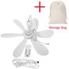 XIAOTREE Silent 6 Leaves USB Ceiling Fan, Optional Remote Control Timing, 4 Speed Hanging Fan for Camping Dormitory Tent
