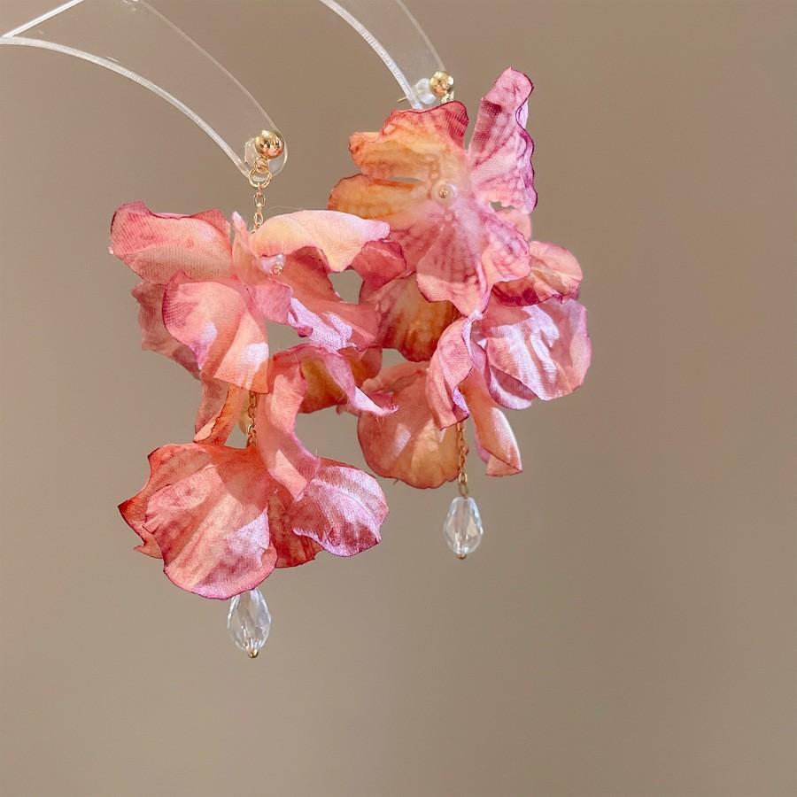 Steel Needle Flower Star Pendant Earrings Sweet Niche Temperament Earrings Exquisite Versatile Fashion High-end Earrings