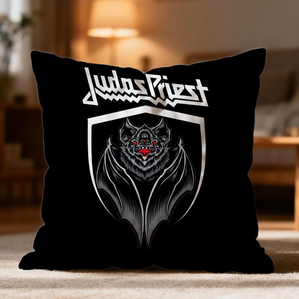 Fashion J-JJudas Priest Cushion Cover Soft Washable Pillow Case Multi-Scene for Couch Bed Travel Office Use
