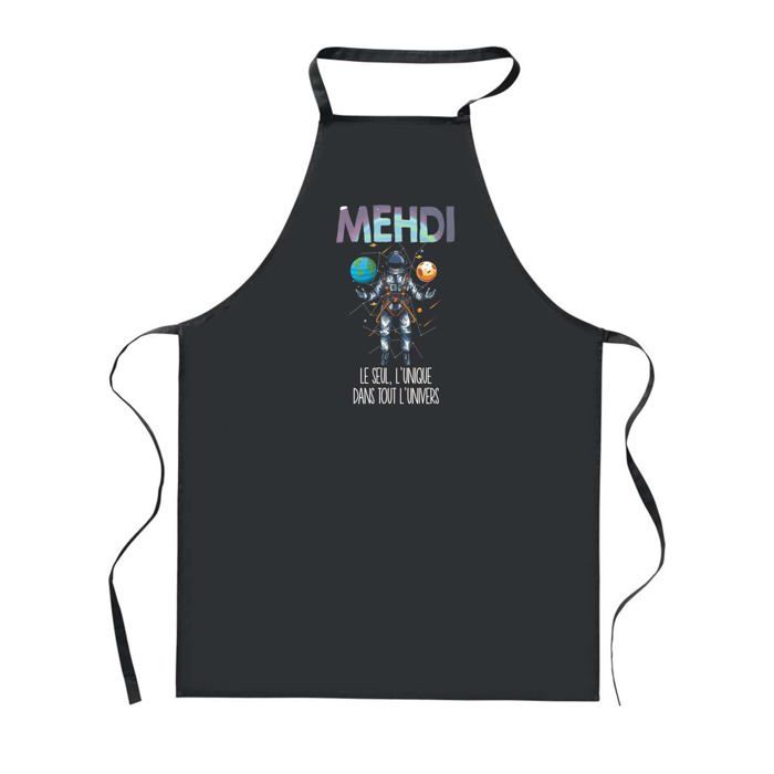 Tablier de cuisine - PLANETEE - Mehdi Unique - Noir - Impression Bretonne - 90x60 cm