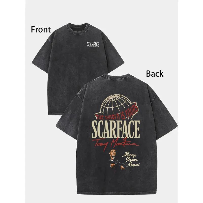 FEEGO Scarface Double-Sided Graphic T-Shirt—featuring the iconic The World Is XL