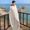 White Texture Pleated Collar Dress Women's Summer French Lazy Vacation Casual Loose and Thin Long Dress