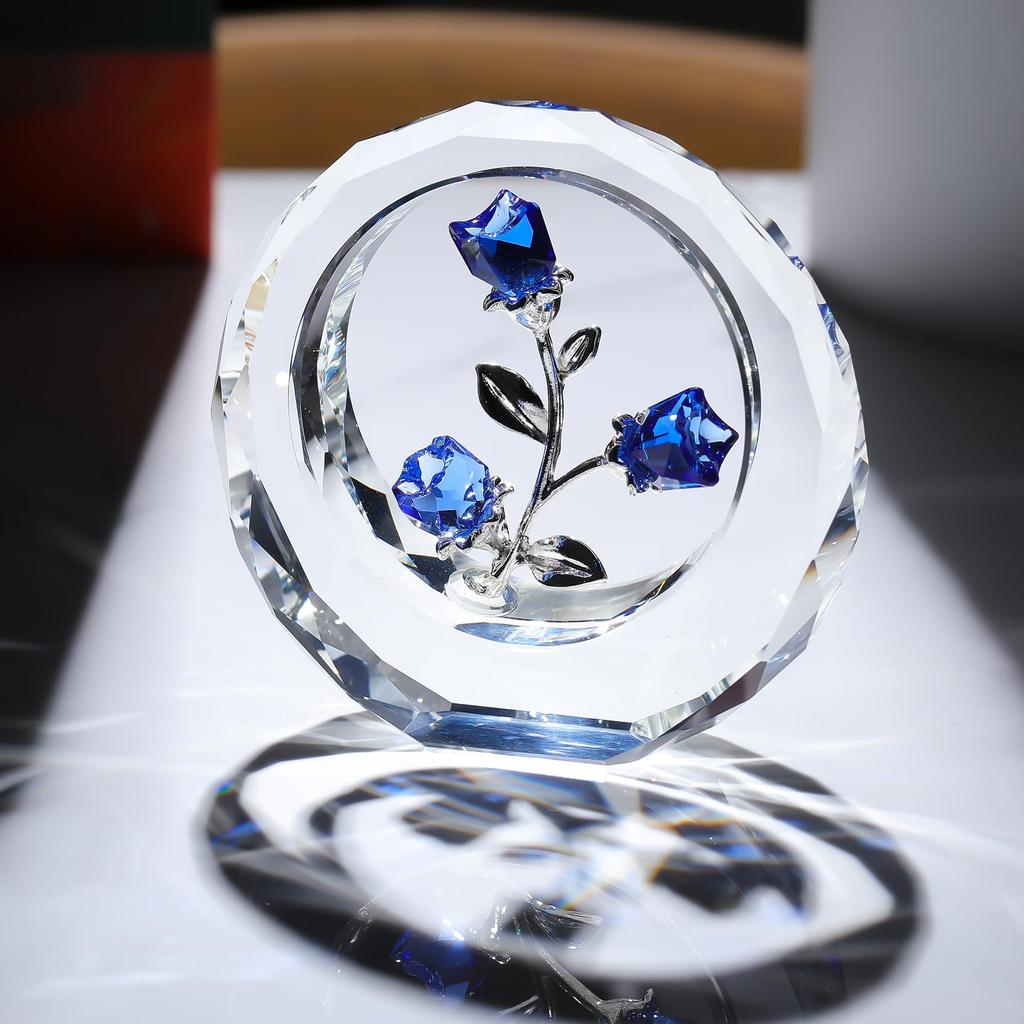 Crystal Blue Rose Birthday Gift for Popular K9 Crystal Rose Bouquet of Rose Wedding Anniversary Wedding Day Gift for Flower That Will Not Wither