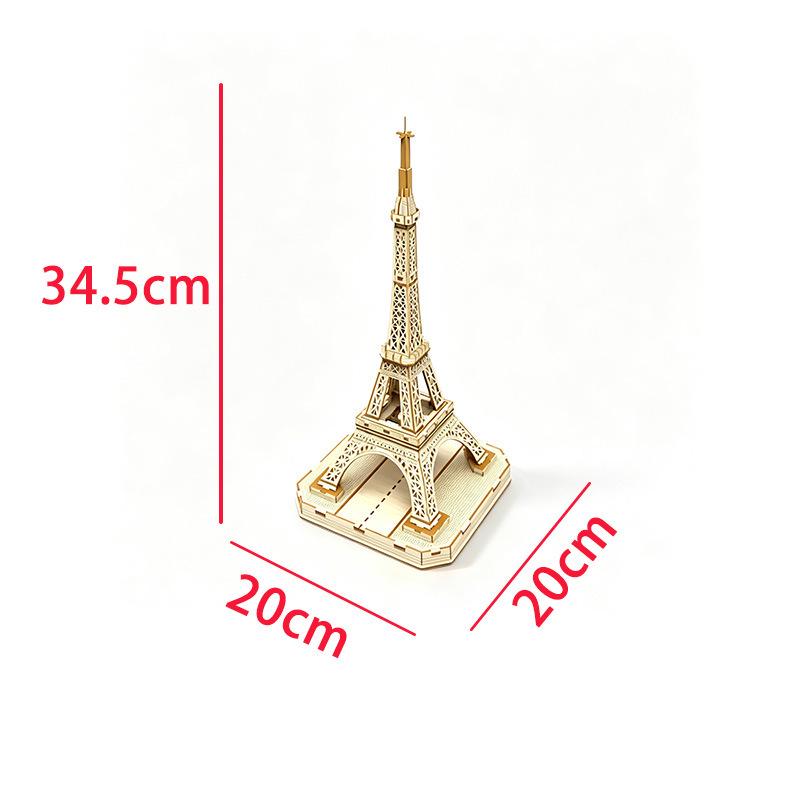 Handmade Wooden Eiffel Tower 3D Puzzle Ornament