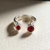 925 Sterling Silver Rings for Women Couple Minimalist Handmade Red Zirocon Ring Fine Jewelry Gift Prevent Allergy