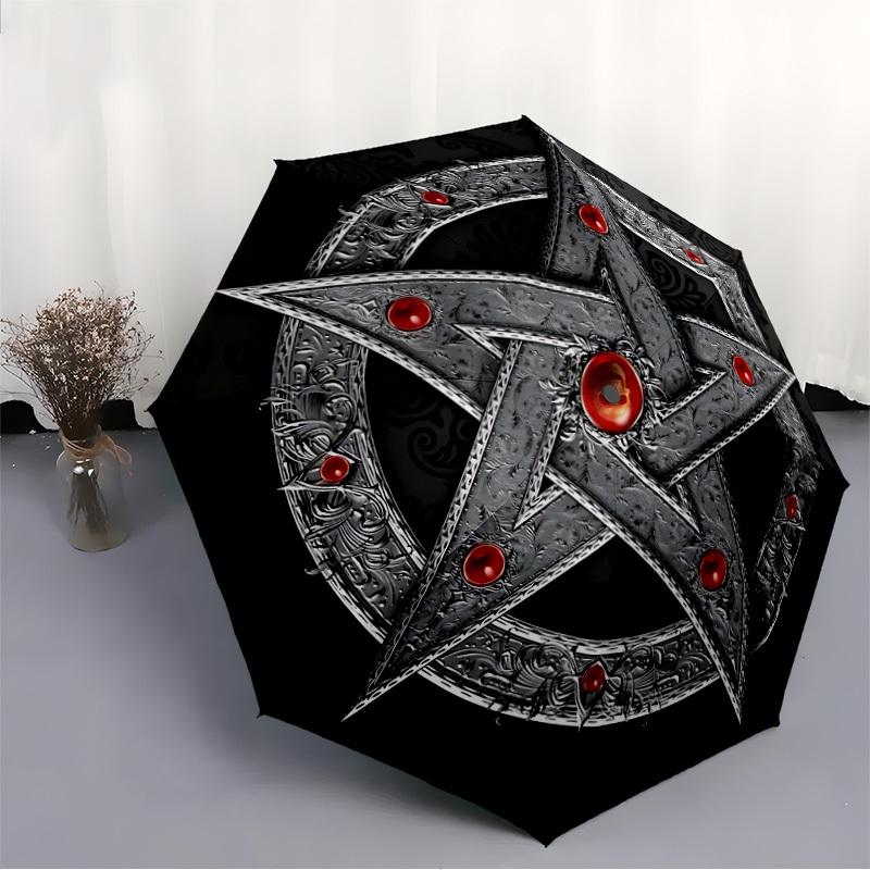 1pc Witchcraft Symbol Automatic Folding Umbrella, Lightweight Retractable Compact Travel Umbrella, 8-Rib Sturdy Frame059