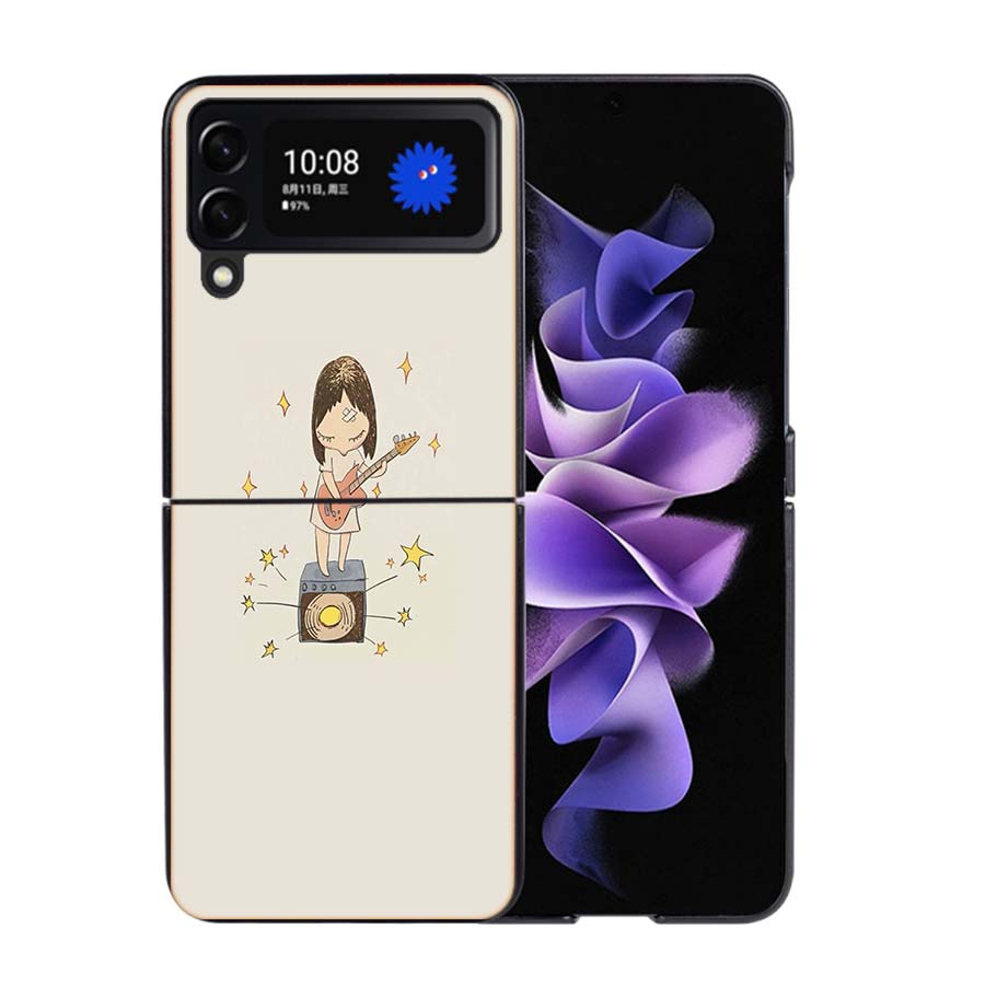 

Милый Чехол для Телефона в Стиле Арта Нары Ёситомо Для Samsung Z Flip 7 6 5G Galaxy Z Flip4 Z Flip5 Z Flip3 Черный Жесткий Пластиковый Защитный Чехол Samsung Z Flip 4 5G